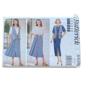 BUTTERICK PATTERN 6689 Leslie Fay Vest Dress Size 18 -22 UNCUT
